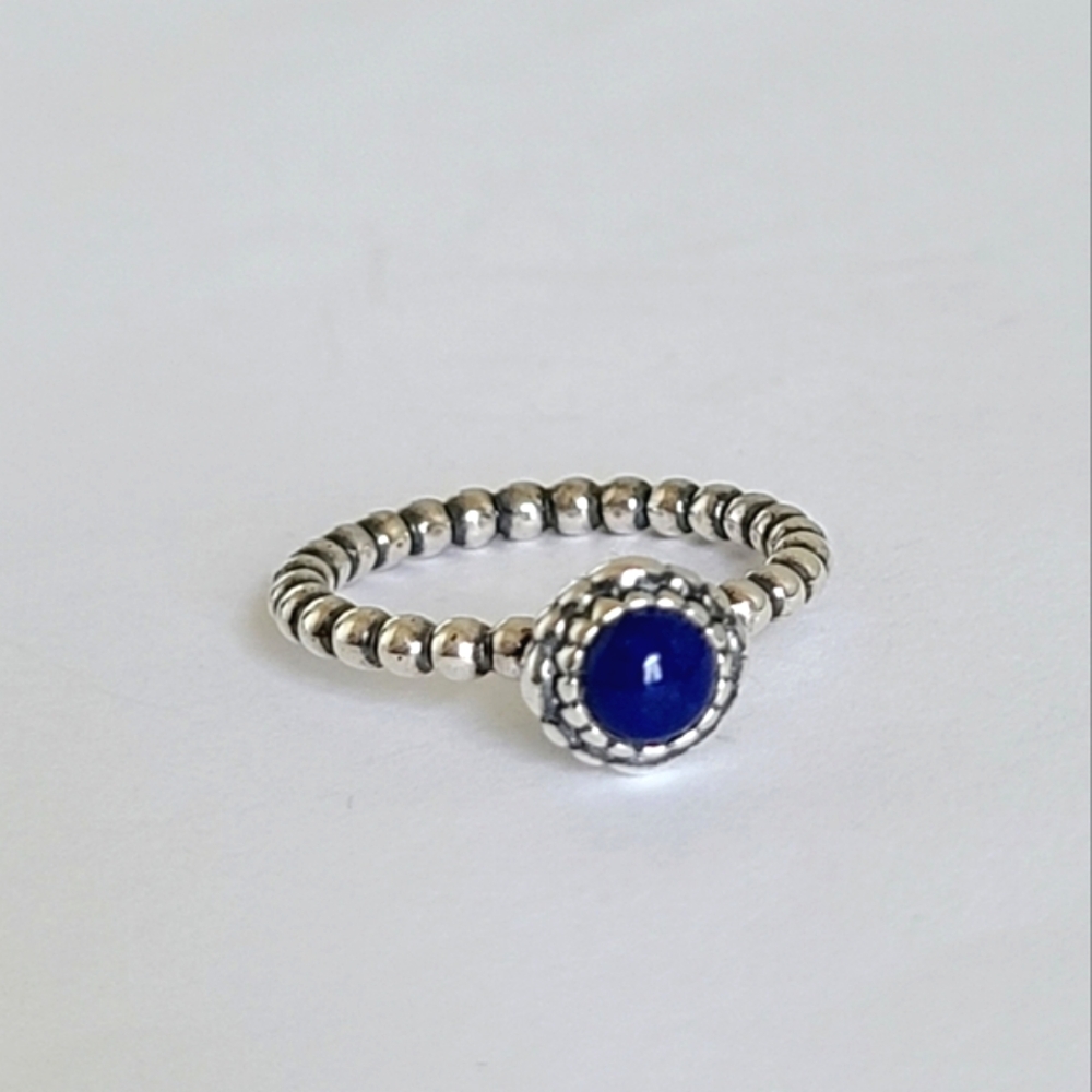 PANDORA Birthday Sterling Silver September Birthstone Blue Lapis Lazuli Ring